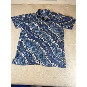 Go Barefoot Hawaiian Shirt Men XL Tall Floral Pullover 1/4 Button USA